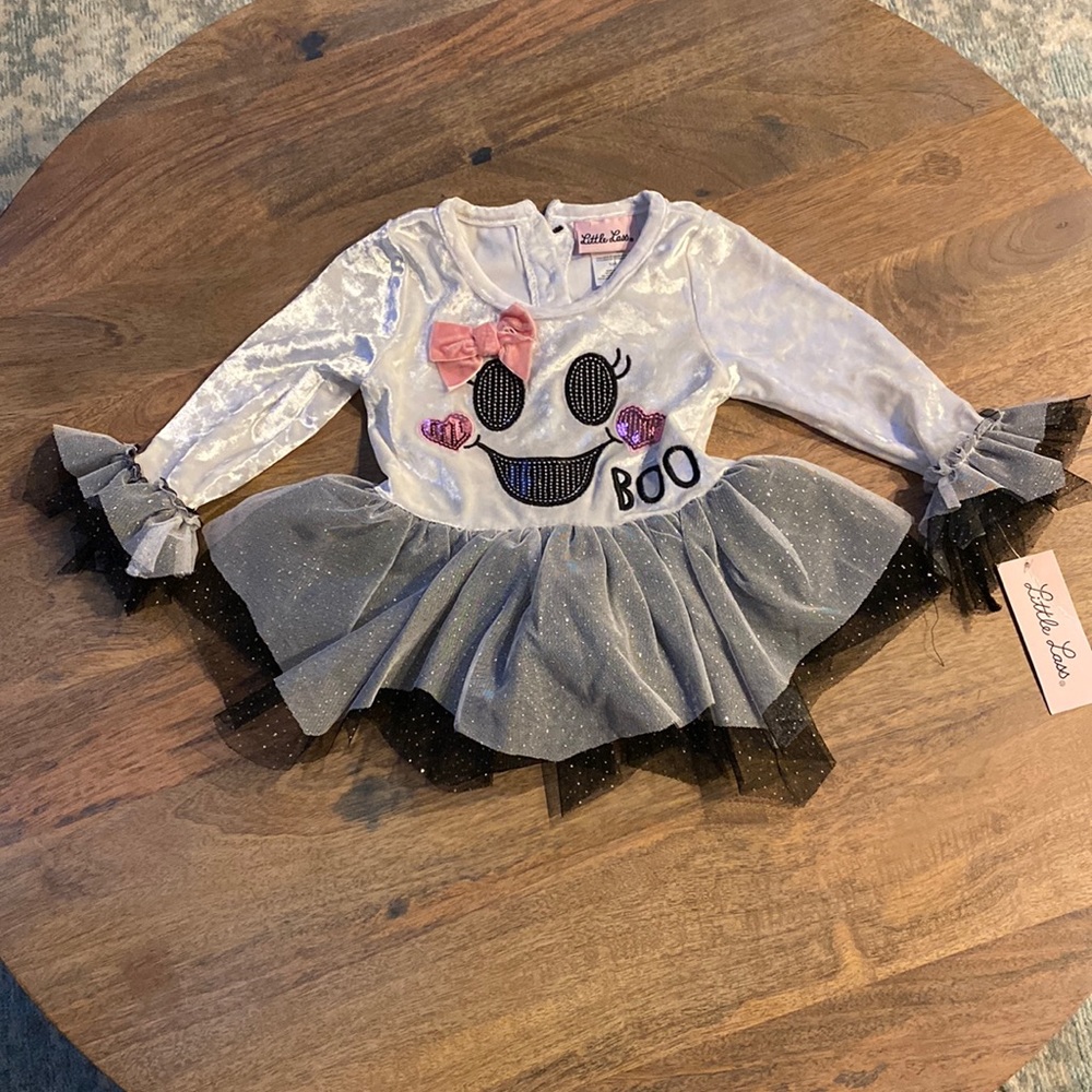 NWT Sequined Halloween Costume Top For Girls - Boo Ghost